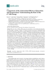 Comparison of the Antioxidant Effects of Quercitrin and Isoquercitrin: Understanding the Role of the 600-OH Group