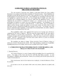 Guidelines to Help Lawyers Practicing in the Court of Chancery