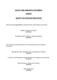Policy and Guidance Document H005/02 Safety In
