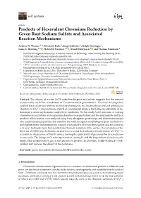 Products of Hexavalent Chromium Reduction by Green Rust Sodium Sulfate and Associated Reaction Mechanisms