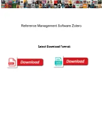 Reference Management Software Zotero