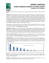 Skokie Lagoons Forest Preserve District of Cook County Fisheries Status Summary