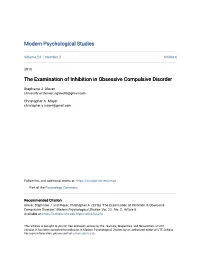 The Examination of Inhibition in Obsessive Compulsive Disorder