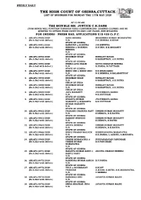 The High Court of Orissa,Cuttack List of Business for Monday the 11Th May 2020