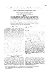 Towards Expressive Speech Synthesis in English on a Robotic Platform