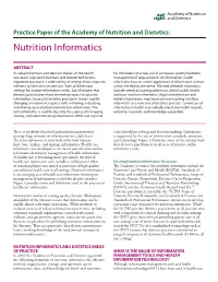 Nutrition Informatics