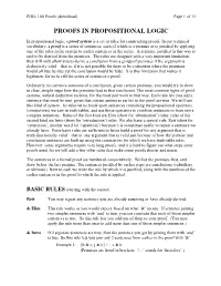 Proofs in Propositional Logic