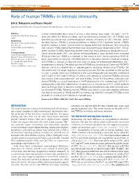 Role of Human Trim5α in Intrinsic Immunity