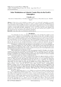 Solar Modulation on Galactic Cosmic Rays in the Earth's Atmosphere