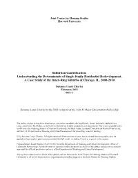 Suburban Gentrification: Understanding the Determinants of Single-Family Residential Redevelopment, a Case Study of the Inner-Ring Suburbs of Chicago, IL, 2000-2010