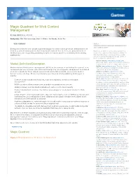 Magic Quadrant for Web Content Management