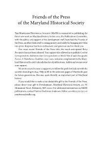 Maryland Historical Magazine Patricia Dockman Anderson, Editor Matthew Hetrick, Associate Editor Christopher T