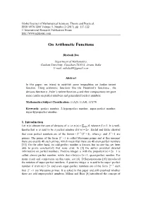 On Arithmetic Functions
