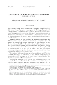 The Impact of the New Substantive Test in European Merger Control
