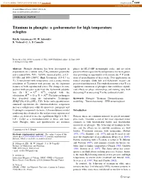 Titanium in Phengite: a Geobarometer for High Temperature Eclogites
