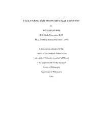 Vagueness and Propositional Content