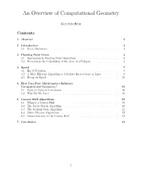 An Overview of Computational Geometry
