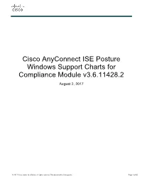 Cisco Anyconnect ISE Posture Windows Support Charts for Compliance Module V3.6.11428.2