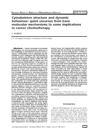 Cytoskeleton Structure and Dynamic Behaviour: Quick Excursus from Basic Molecular Mechanisms to Some Implications in Cancer Chemotherapy