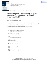 Investigating Fatal Police Shootings Using the Human Factors Analysis and Classification Framework (HFACS)