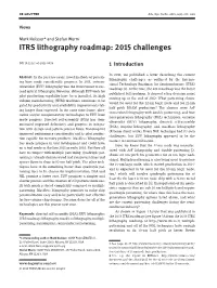 ITRS Lithography Roadmap: 2015 Challenges