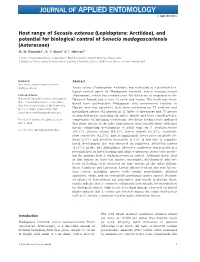 Lepidoptera: Arctiidae), and Potential for Biological Control of Senecio Madagascariensis (Asteraceae) M