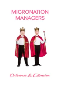 Micronation Managers, Curriculum Links & Extension Activities