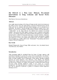 My Beloved Is a Bass Line: Musical, De-Colonial Interventions in Song Criticism and Sacred Erotic Discourse