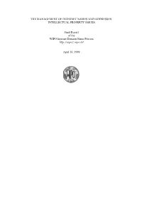 [The Management of Internet Names and Adddresses