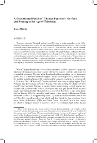 A Deculturated Pynchon? Thomas Pynchon's Vineland and Reading In
