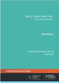 Alps 2 Ocean Cycle Trail: User Survey 2015/16
