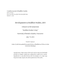 Developments in Buddhist Studies, 2015