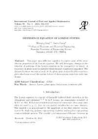 DIFFERENCE EQUATION of LORENZ SYSTEM Wanqing Song1