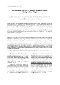 Female Social Dominance Does Not Establish Mating Priority in Nile Tilapia