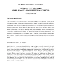 LATIN RECITATION LEVEL III and IV 2016