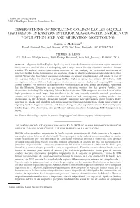 Observations of Migrating Golden Eagles (Aquila Chrysaetos) in Eastern Interior Alaska Offer Insights on Population Size and Migration Monitoring