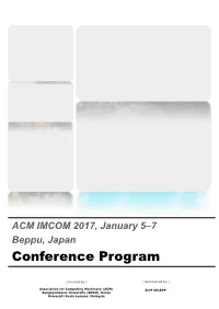 ACM IMCOM 2017, January 5–7 Beppu, Japan Conference Program