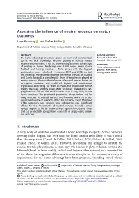 Assessing the Influence of Neutral Grounds on Match Outcomes