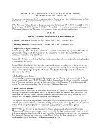 Order of the State of Wisconsin Natural Resources Board Amending and Creating Rules