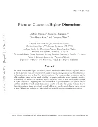 Pions As Gluons in Higher Dimensions Arxiv:1709.04932V1