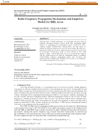 Radio Frequency Propagation Mechanisms and Empirical Models for Hilly Areas