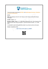 Submitted Version C Nhttep://Nectar.Northampton.Ac.Uk/9847/ Reflections on Uncle Alex and His Foundation