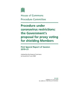 The Government's Proposal for Proxy Voting for Shielding Members