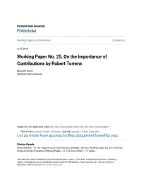 Working Paper No. 25, on the Importance of Contributions by Robert Torrens
