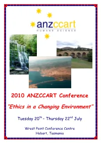 2010 ANZCCART Conference “Ethics in a Changing Environment”
