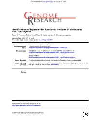 ENCODE Regions Identification of Higher-Order Functional Domains in the Human