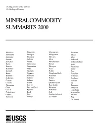 Mineral Commodity Summaries 2000