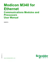 Modicon M340 for Ethernet Modicon M340 Hardware and Communication Requirements 31007131 04/2015