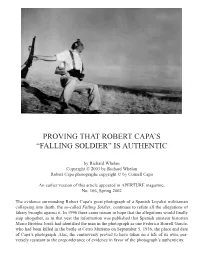 Proving That Robert Capa's “Falling Soldier” Is Authentic