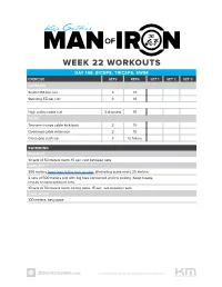 WEEK 22 WORKOUTS DAY 148: BICEPS, TRICEPS, SWIM EXERCISE SETS REPS SET 1 SET 2 SET 3 SUPERSET Seated EZ-Bar Curl 3 10 Standing EZ-Bar Curl 3 10